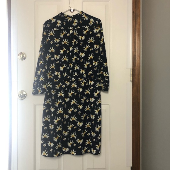 Banana Republic Navy Floral Shirt Dress with Long Sleeves and Pockets - Picture 2 of 7